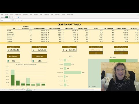 Track your cryptocurrency portfolio in an Excel Spreadsheet, with live pricing data