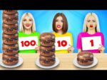 DÉFI 100 COUCHES DE CHOCOLAT | Nourriture géante VS minuscule ! Douce Bataille par RATATA CHALLENGE