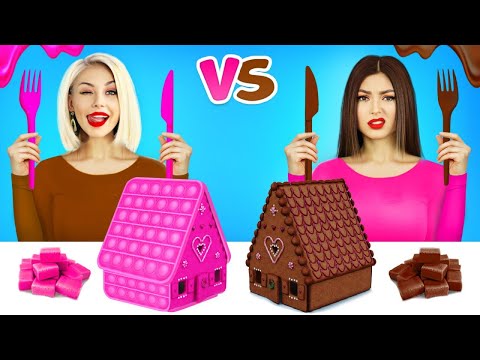 Défi Chewing-gum vs Chocolat | Bataille de BULLES ! Manger des aliments de couleur 24 H par RATATA