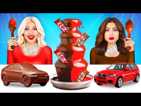 Défi Alimentaire Chocolat vs Vrais Objets | Fondue Au Chocolat ! Douce bataille par RATATA